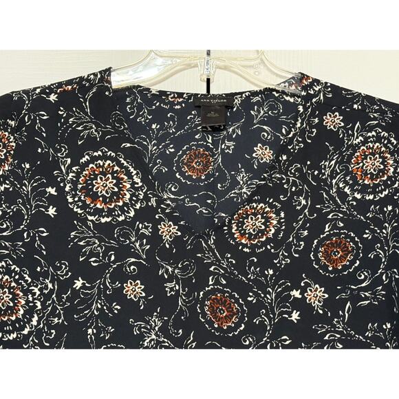 Ann Taylor Black Printed Blouse, Size M - Picture 3 of 6